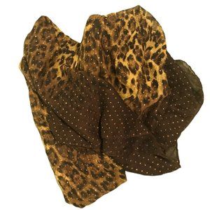Leopard Print Scarf w/Gold Polk-a-dots